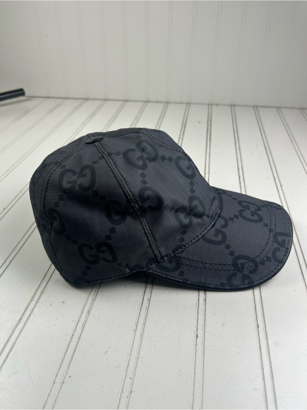 Gucci GG Logo Nylon Adjustable Baseball Cap Black Monogram Unisex $520 - Picture 4 of 8